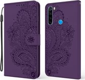 Voor Xiaomi Redmi Note 8 Pauw Reliëfpatroon Horizontale Flip Leren Case met Houder & Kaartsleuven & Portemonnee & Lanyard (Paars)