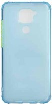 Voor Xiaomi Redmi Note 9 Kleurknop Doorschijnend Frosted TPU Vierhoekig Airbag Schokbestendig Hoesje (Blauw)