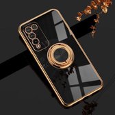 Voor Huawei Honor X10 Lite 6D Galvaniseren Volledige dekking Siliconen beschermhoes met magnetische ringhouder (zwart)