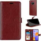 Voor Huawei Y9a Pure Kleur Horizontale Flip PU Leren Case met Houder & Kaartsleuven & Portemonnee & Fotolijst (Bruin)