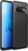 Carbon Fiber Texture Shockproof TPU Case voor Galaxy S10 + (zwart)