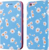 Voor iPhone 6 Plus Glittering Daisy magnetische horizontale flip lederen tas met houder & kaartsleuven en fotolijst (blauw)