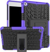 Tyre Texture TPU + PC schokbestendige hoes voor iPad Mini 2019, met houder (paars)