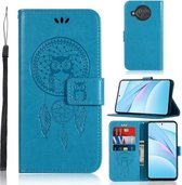 Voor Xiaomi Mi 10T Lite 5G Windgong Uil Embossing Patroon Horizontale Flip Leren Case met Houder & Kaartsleuven & Portemonnee (Blauw)