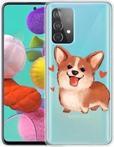 Voor Samsung Galaxy A32 5G gekleurd tekeningpatroon zeer transparant TPU beschermhoes (Love Corgi)