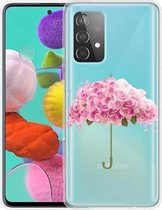 Voor Samsung Galaxy A32 5G gekleurd tekeningpatroon zeer transparant TPU beschermhoes (bloemparaplu)