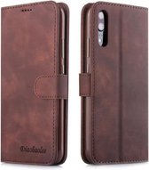 Voor Huawei P20 Diaobaolee Pure Verse Textuur Horizontale Flip Lederen Case, met Houder & Kaartsleuf & Portemonnee & Fotolijst (Bruin)