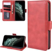 Voor iPhone 11 Pro Max dubbele gesp Crazy Horse zakelijke mobiele telefoon holster met kaarthouder beugelfunctie (rood)