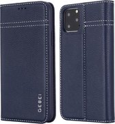 Voor iPhone 11 Pro Max GEBEI Bovennerf lederen horizontale flip beschermhoes met houder en kaartsleuven (blauw)