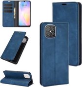 Voor Huawei nova 8 SE Retro-skin Business magnetische zuignap lederen tas met houder & kaartsleuven & portemonnee (donkerblauw)