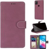 Voor Alcatel 3X (2020) Retro Frosted Horizontale Flip PU lederen tas met houder & kaartsleuven & portemonnee & fotolijst (Rose Red)