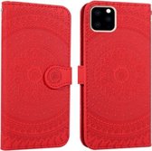 Voor iPhone 11 Pressed Printing Pattern Horizontale Flip PU lederen tas, met houder & kaartsleuven & portemonnee & & lanyard (rood)