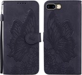 Retro Skin Feel Butterflies Embossing Horizontale Flip Leather Case met houder & kaartsleuven & portemonnee voor iPhone 8 Plus / 7Plus (zwart)