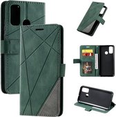 Voor Huawei P smart 2020 Skin Feel Splicing Horizontale flip lederen hoes met houder & kaartsleuven & portemonnee en fotolijst (groen)