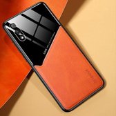 Voor Huawei Honor 9X All-inclusive leer + beschermhoes van organisch glas met metalen ijzeren plaat (geel)
