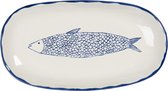Clayre & Eef Serveerschaal 30x16x3 cm Beige Blauw Keramiek Vis