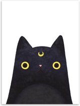 Leuke Kat En Avatar Poster Print Canvas Schilderij Home Art Decoratie, Grootte: 21 × 30 cm (Black Moon Cat)