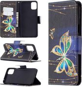 Voor LG K42 Gekleurde tekening patroon Horizontale flip lederen tas met houder & kaartsleuven & portemonnee (grote vlinder)