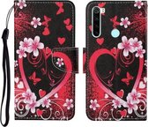Voor Xiaomi Redmi Note 8 Gekleurde Tekening Patroon Horizontale Flip Leren Case met Houder & Kaartsleuven & Portemonnee & Lanyard (Rood Hart)