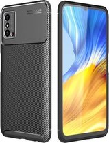 Voor Huawei Honor X10 Max koolstofvezel textuur schokbestendig TPU-hoesje (zwart)