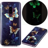 Voor Samsung Galaxy S9 + lichtgevende TPU zachte beschermhoes (dubbele vlinders)