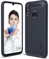 MOFI Brushed Texture Carbon Fiber TPU Case voor Huawei Honor 10 Lite (Blauw)