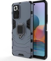 Voor Geschikt voor Xiaomi Redmi Note 10 Pro PC + TPU schokbestendige beschermhoes met magnetische ringhouder (marineblauw)