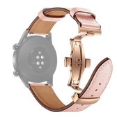 22 mm universele vlinder gesp lederen vervangende band horlogeband, stijl: roségouden gesp (roze)