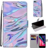 Gekleurde tekening Cross Texture Horizontale Flip PU lederen tas met houder & kaartsleuven & portemonnee & lanyard voor iPhone SE 2020/8/7 (fluorescerende watertextuur)