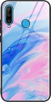 Voor Huawei P30 lite / nova 4e marmeren patroon glas beschermhoes (DL05)