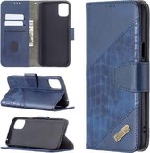 Voor LG K42 Bijpassende kleur Krokodiltextuur Horizontale flip PU lederen tas met portemonnee & houder & kaartsleuven (blauw)