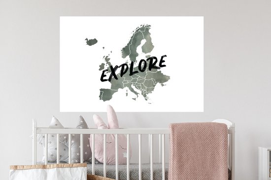 Stickers muraux - Feuille Autocollant - Carte - Europe - Citations - 90x60 cm - Feuille Adhésive - Stickers muraux Chambre Enfant - Papier Peint Auto Adhésif