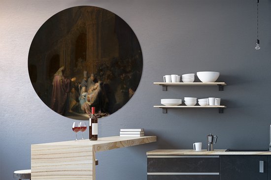 Chant de louange de Siméon - Peinture de Rembrandt van Rijn assiette en plastique cercle mural ⌀ 120 cm