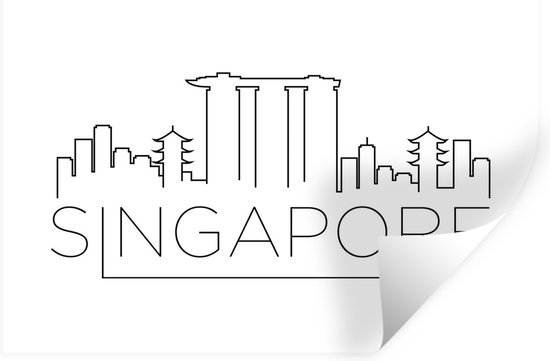 Muurstickers - Sticker Folie - Skyline "Singapore" op een witte achtergrond - 30x20 cm - Plakfolie - Muurstickers Kinderkamer - Zelfklevend Behang - Zelfklevend behangpapier - Stickerfolie