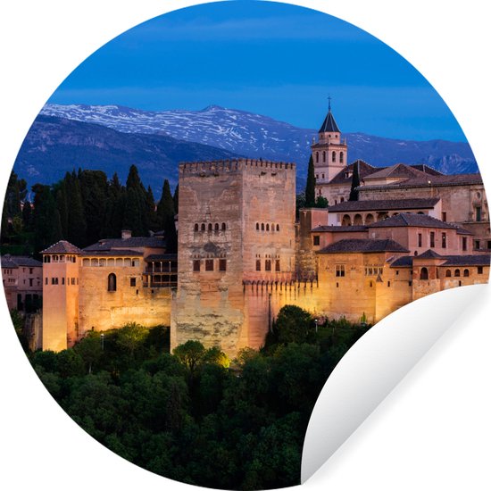 WallCircle - Muurstickers - Behangcirkel - Verlichte muren van het Alhambra in Spanje - ⌀ 30 cm - Muurcirkel - Zelfklevend - Ronde Behangsticker - Merkloos