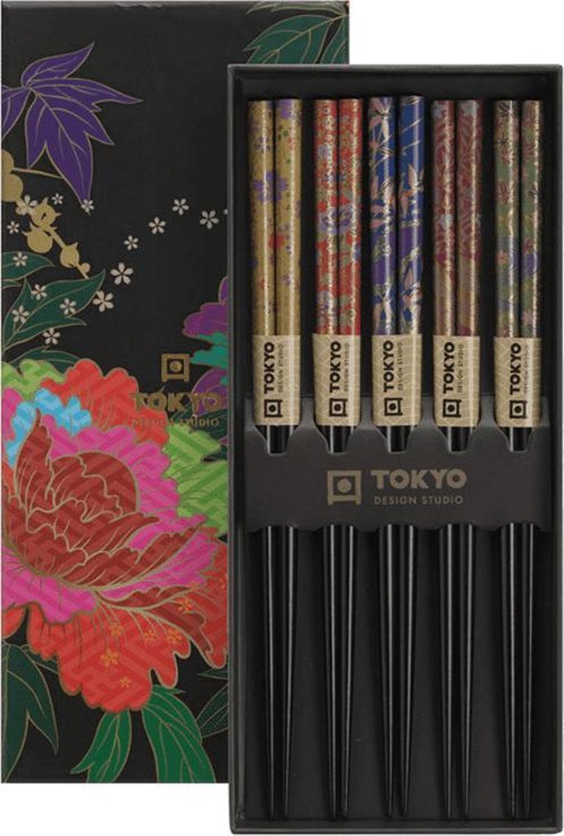 Tokyo Design Studio - Chopsticks set - Eetstokjes - Peony flower - 5 paar - Tokyo