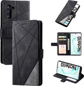 Voor Samsung Galaxy Note 10 Skin Feel Splicing Horizontale Flip Leather Case met houder & kaartsleuven & portemonnee & fotolijst (zwart)
