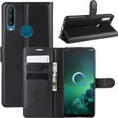 Voor Alcatel 3x (2019) Litchi Texture horizontale flip lederen tas met portemonnee en houder en kaartsleuven (zwart)