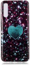 Voor Galaxy A50 gekleurde tekening patroon IMD vakmanschap Soft TPU beschermhoes (groene liefde)