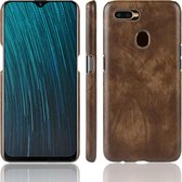 Voor Oppo A12 Shockproof Litchi Texture PC + PU Case (bruin)