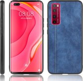 Voor huawei nova 7 pro schokbestendig naaien koe patroon skin pc + pu + tpu case (blauw)