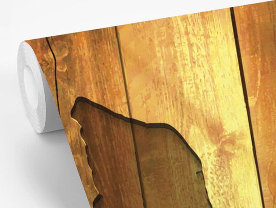 Papier peint photo peint vinyle - Une illustration de Curaçao sur un mur en bois largeur 240 cm x hauteur 240 cm - Tirage photo sur papier peint (disponible en 7 tailles)