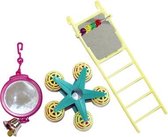 Happy pet bird toy mp spiegel/ladder/carousel - 20x9x4 cm - 1 stuks