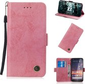 Voor Nokia 3.2 retro horizontale flip pu lederen tas met kaartsleuven en houder (roze)