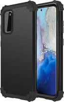 Voor Galaxy S20 pc + siliconen driedelige anti-drop mobiele telefoon bescherming bback cover (zwart)