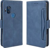 Voor Motorola One Hyper Portemonnee Style Skin Feel Calf Patroon lederen tas met afzonderlijke kaartsleuven & houder & Portemonnee & fotolijst (blauw)