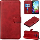 Voor LG K40S Classic Calf Texture Horizontaal Flip PU lederen tas, met houder & kaartsleuven & portemonnee (rood)