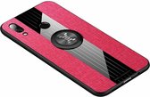 Voor Huawei nova 3i XINLI stikdoek Textue schokbestendig TPU beschermhoes met ringhouder (rood)