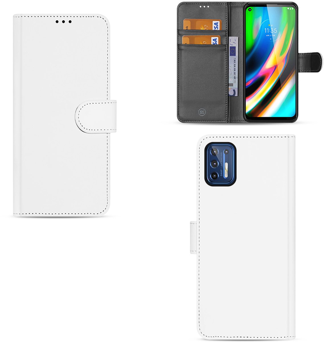Hoesje Motorola Moto G9 Plus Bookcase Wit met Pasjeshouder