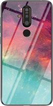 Voor Nokia X71 Sterrenhemel Geschilderd Gehard Glas TPU Schokbestendig Beschermhoes (Kleurrijke Sterrenhemel)